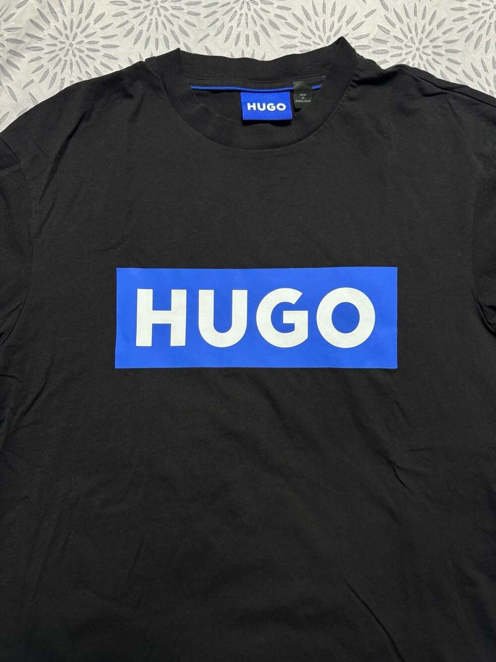 Hugo Boss Mens Medium Black Cotton Logo Graphic Short Sleeve T-Shirt
